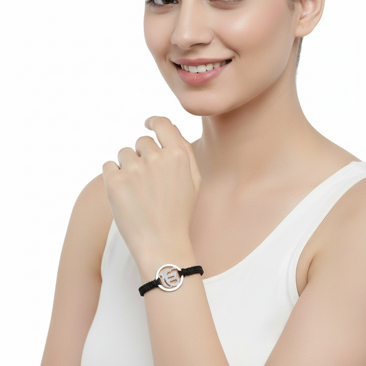 Ik onkaar Diamond Bracelet in silver - jewelslane