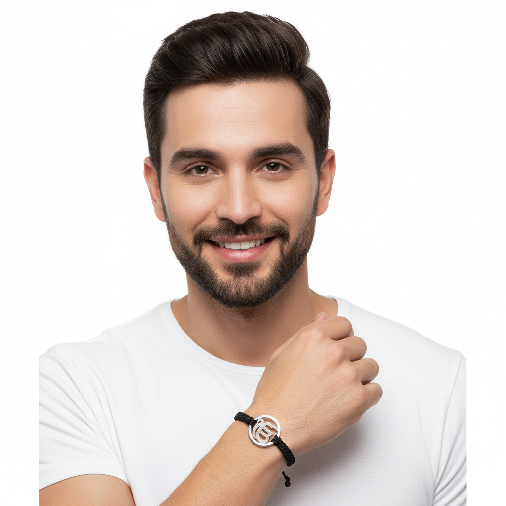 Ik onkaar Diamond Bracelet in silver - Jewelslane