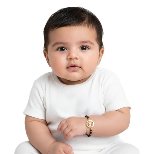 Ik onkaar new born baby bracelet in silver gold plated - Jewelslane