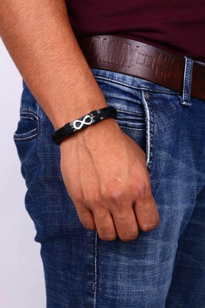 Infinity Leather Bracelet for Men in Gold Silver – Jewelslane