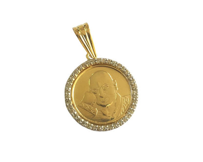 Jai guru Ji swaroop pendant in gold with diamonds - Jewelslane