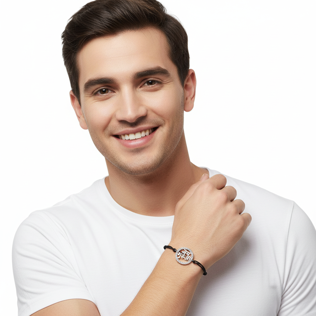 Jai Guru JI Diamond Bracelet in Silver - Jewelslane