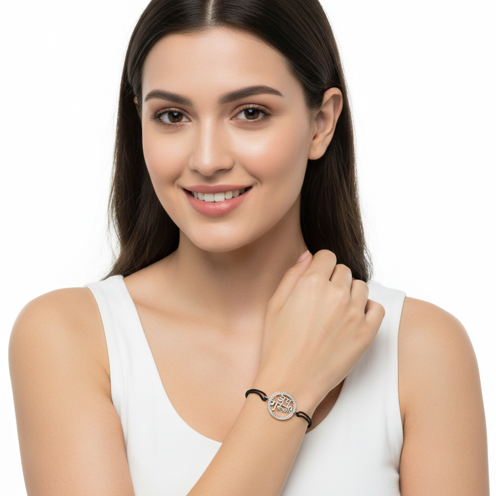 Jai Guru JI Diamond Bracelet in Silver - Jewelslane