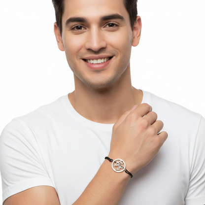 Jai Guru Ji Silver Bracelet with Single Diamond - Jewelslane