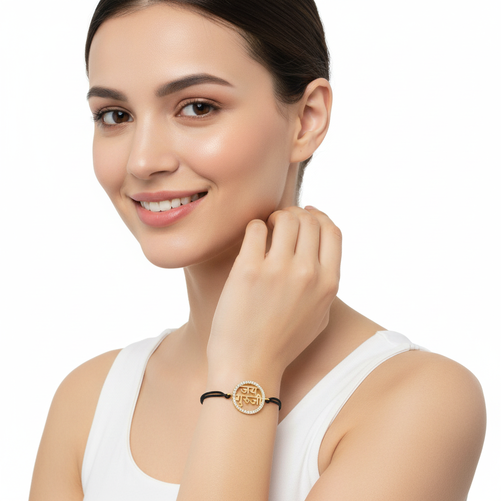Jai Guru Ji vibrant Gold & diamond Bracelet - Jewelslane