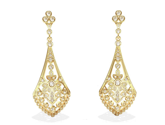 Long Diamond Danglers - Jewelslane