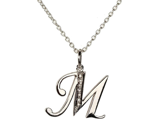Alphabet M pendant with diamonds - Jewelslane