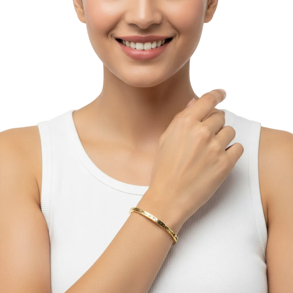 Mere Satguru ji Tusi Mehar Karo Silver bangle - Jewelslane