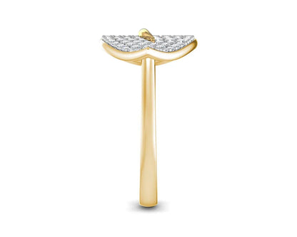 Myra Delicate diamond double finger Leaf ring in gold - Jewelslane