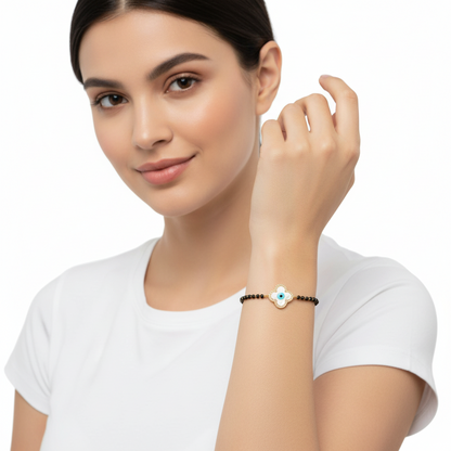 New Evil Eye Bracelet on mangalsutra chain in gold - Jewelslane