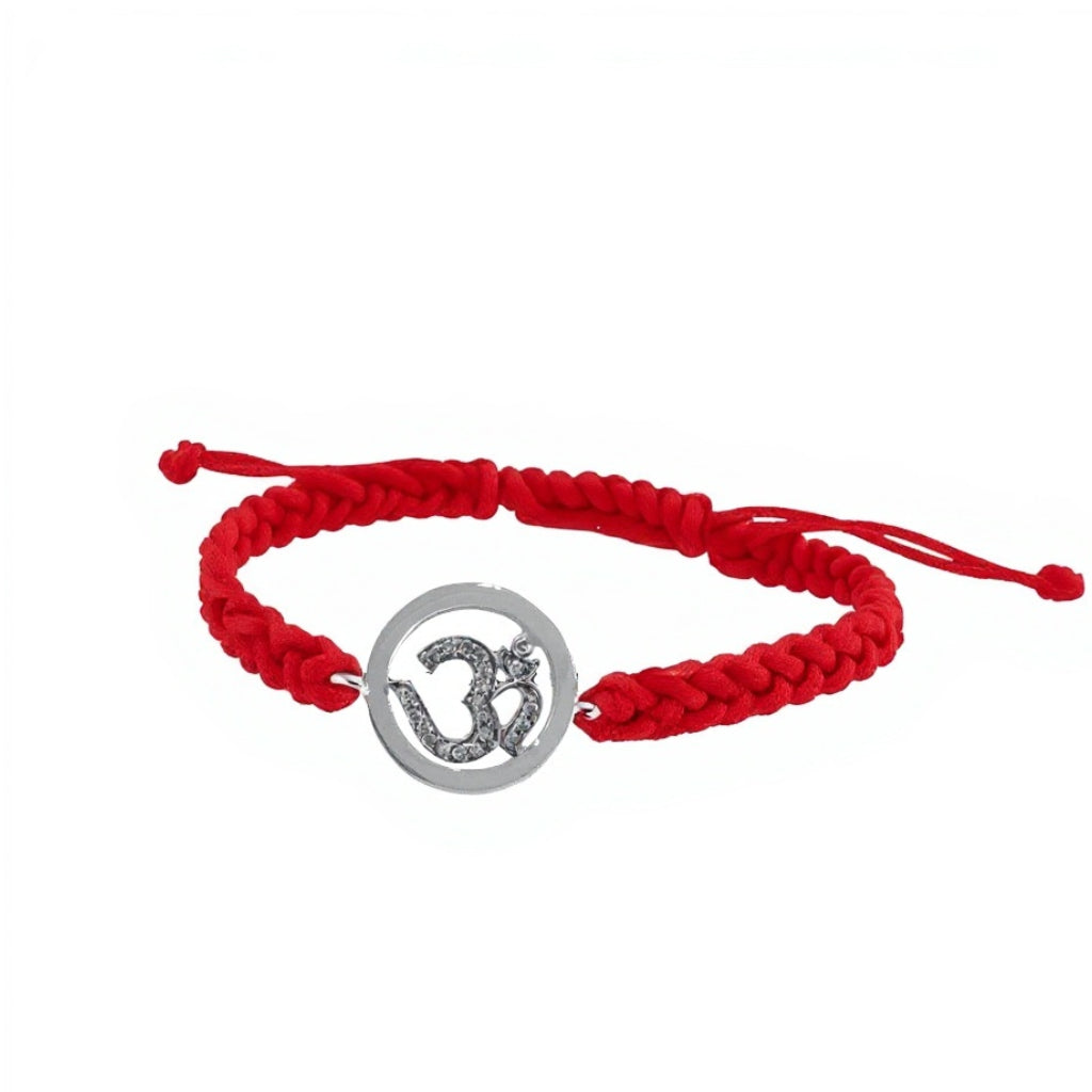 Om Bracelet Inside Diamond in Silver - Jewelslane