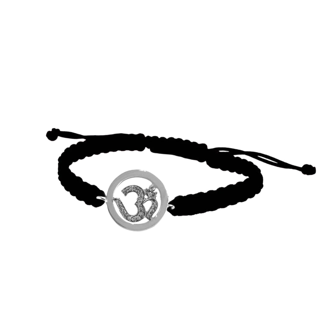 Om Bracelet Inside Diamond in Silver - Jewelslane