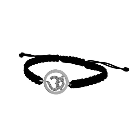 Om Bracelet Inside Diamond in Silver - Jewelslane