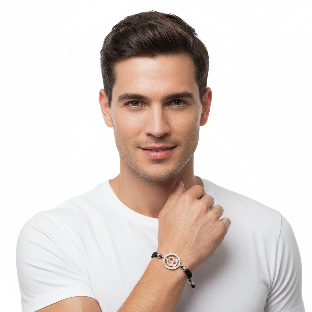 Om Diamond Bracelet in Silver - jewelslane