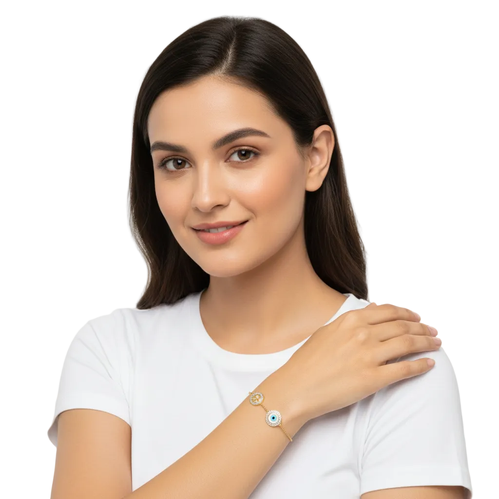 Om Evil Eye Krishn Pankh auspicious bracelet in Gold with diamonds  - Jewelslane
