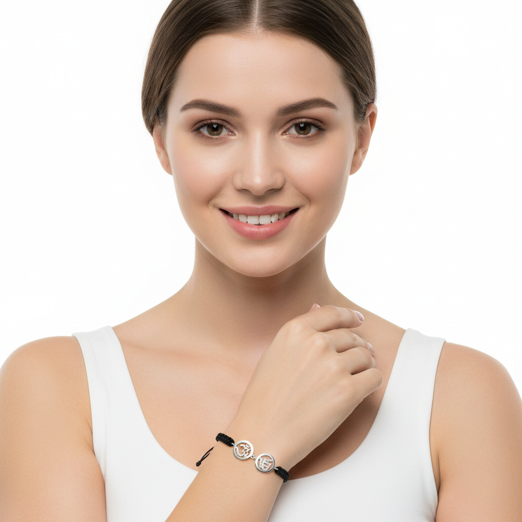 Om Ik Onkaar Diamond Bracelet in silver - Jewelslane