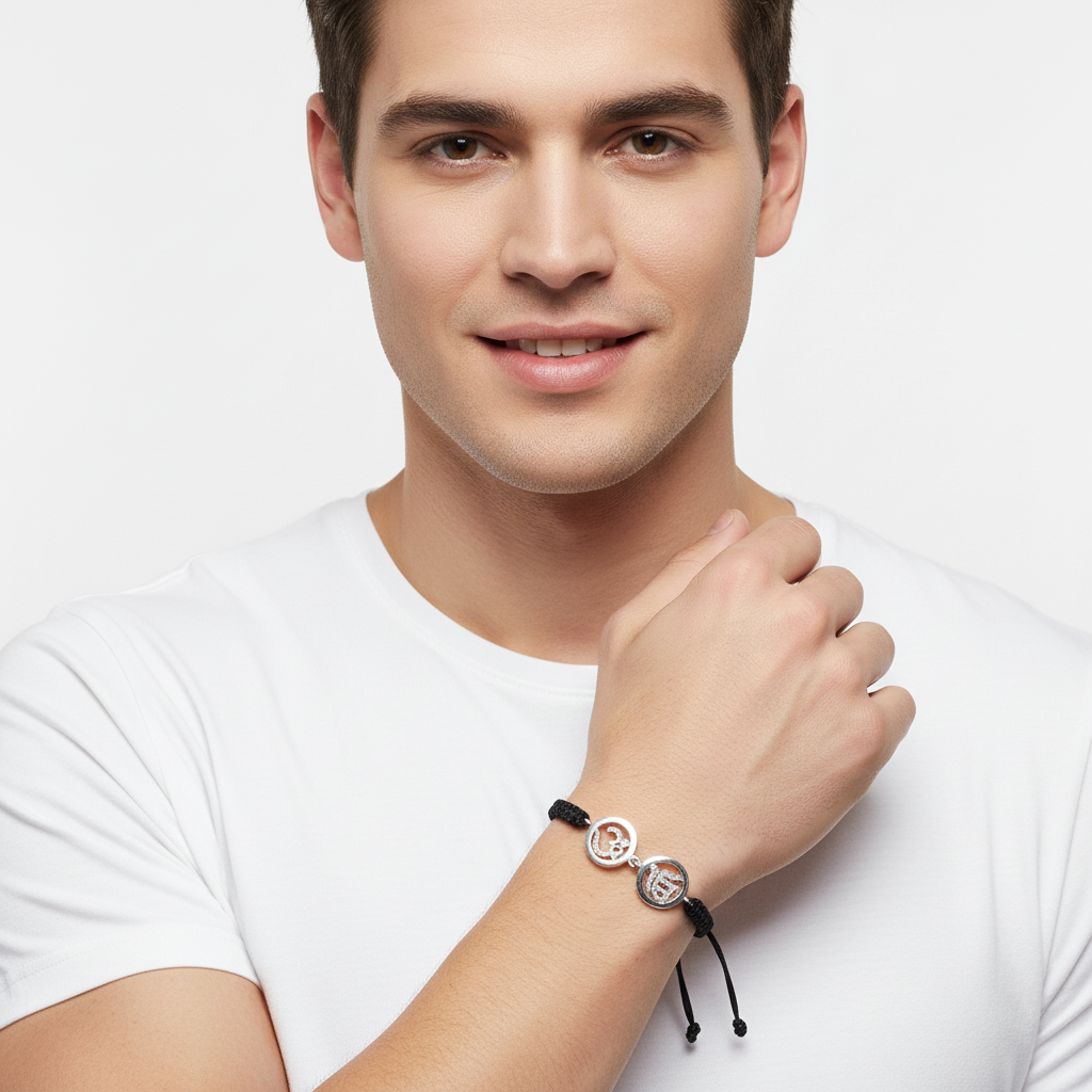 Om Ik Onkaar Diamond Bracelet in silver - Jewelslane