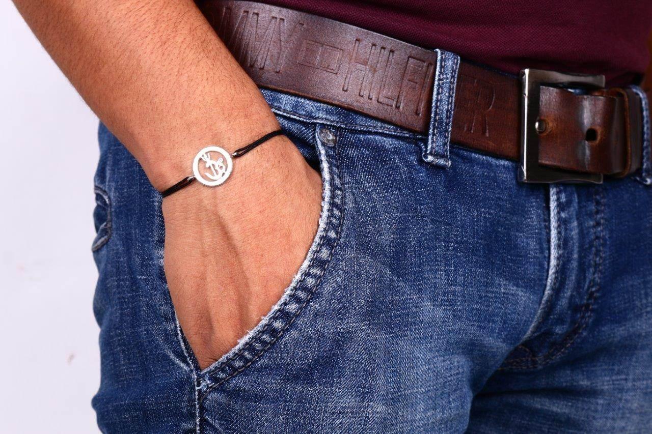 Om Shakti Bracelet in Silver with Diamonds - Jewelslane