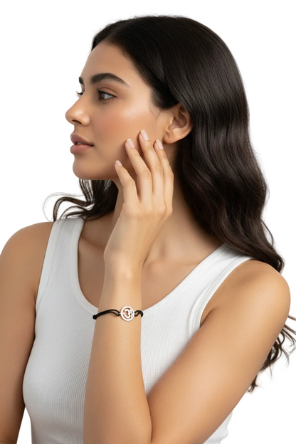Om Single Diamond Bracelet Silver - jewelslane
