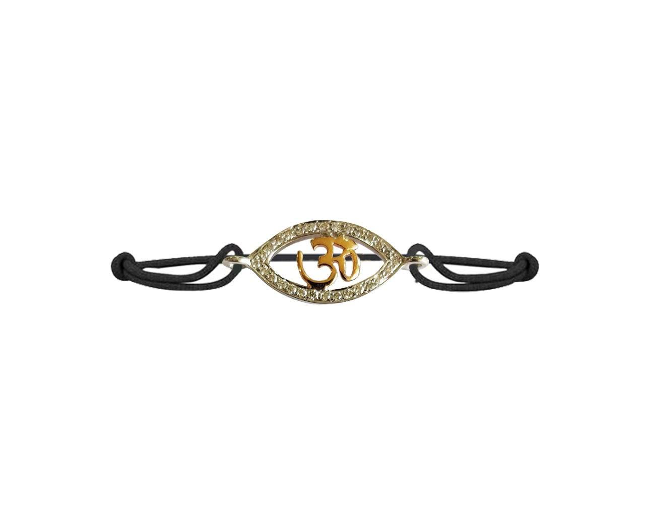 Om charm Bracelet inset in evil eye with diamonds - Jewelslane