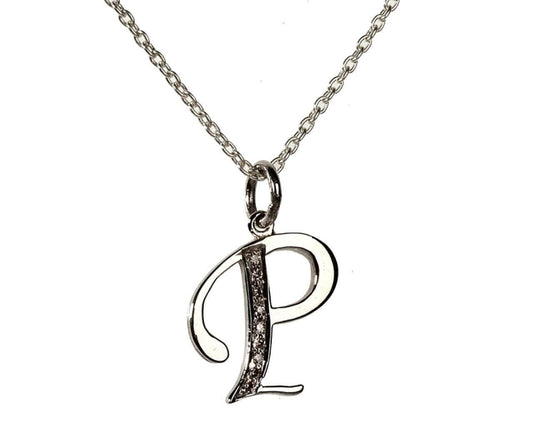 Alphabet P pendant with diamonds - Jewelslane