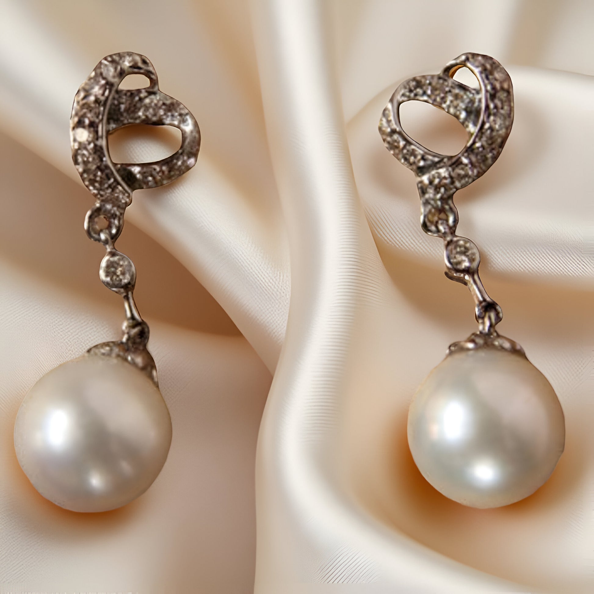 Pearl Drop Earrings in White Gold - jewelslane
