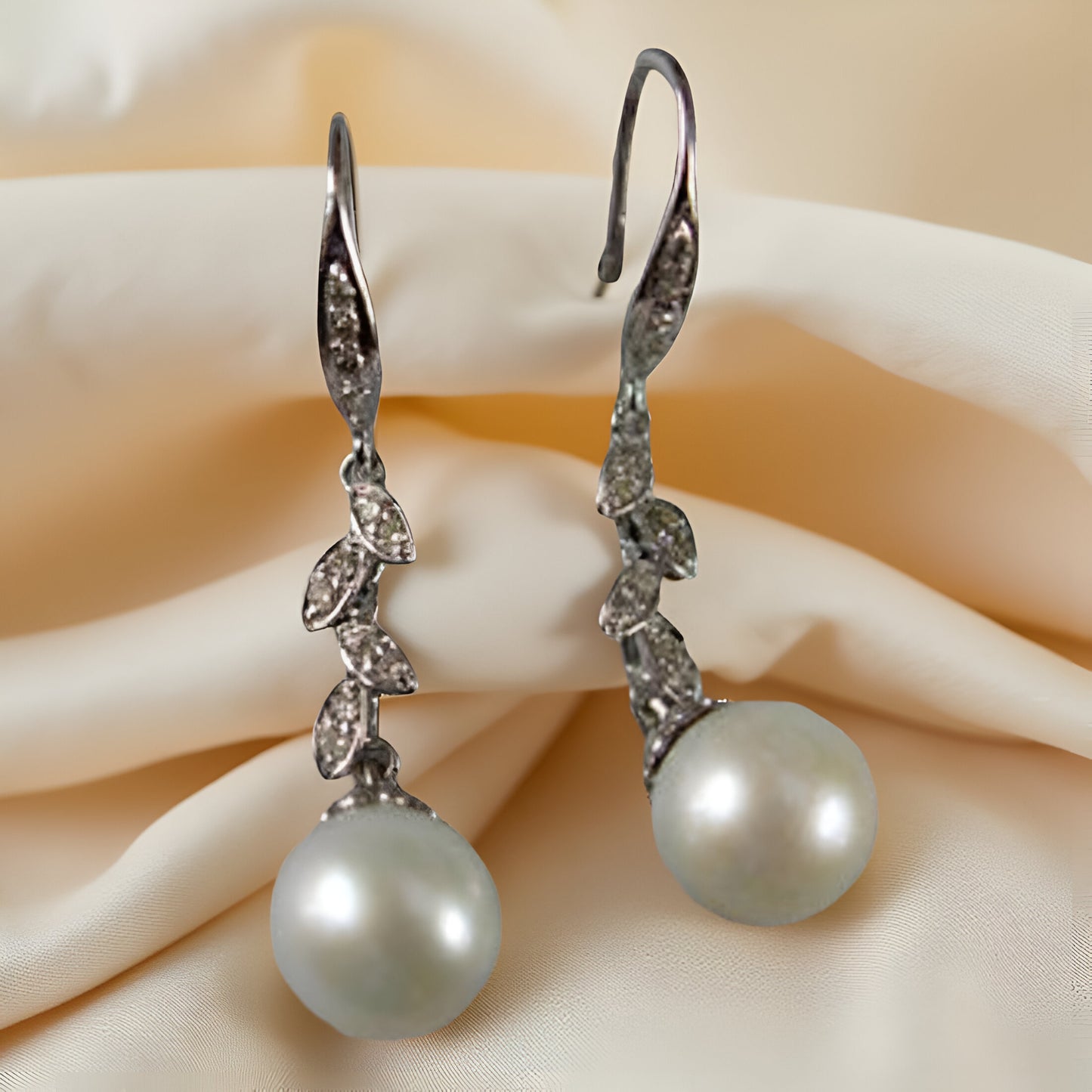 Pearl Drops with Diamonds - jewelslane