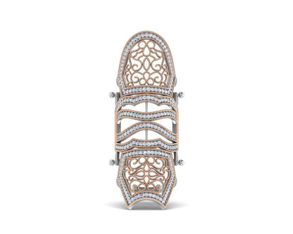 Rany diamond full finger ring in gold with movable parts - Jewelslane