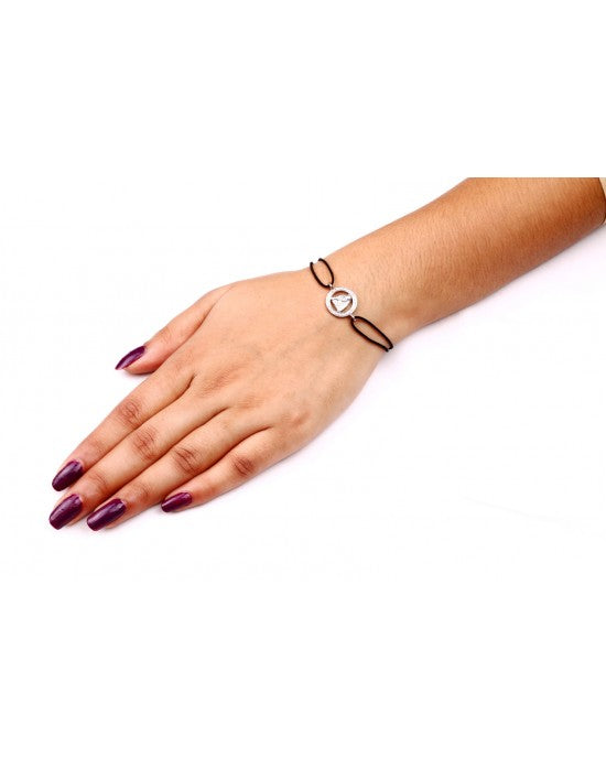 Sai Baba Bracelet in Silver with Diamond - Jewelslane