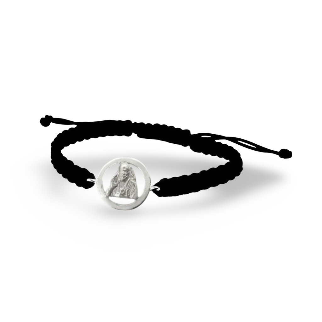 Sai Baba Bracelet in Silver with Diamond - Jewelslane