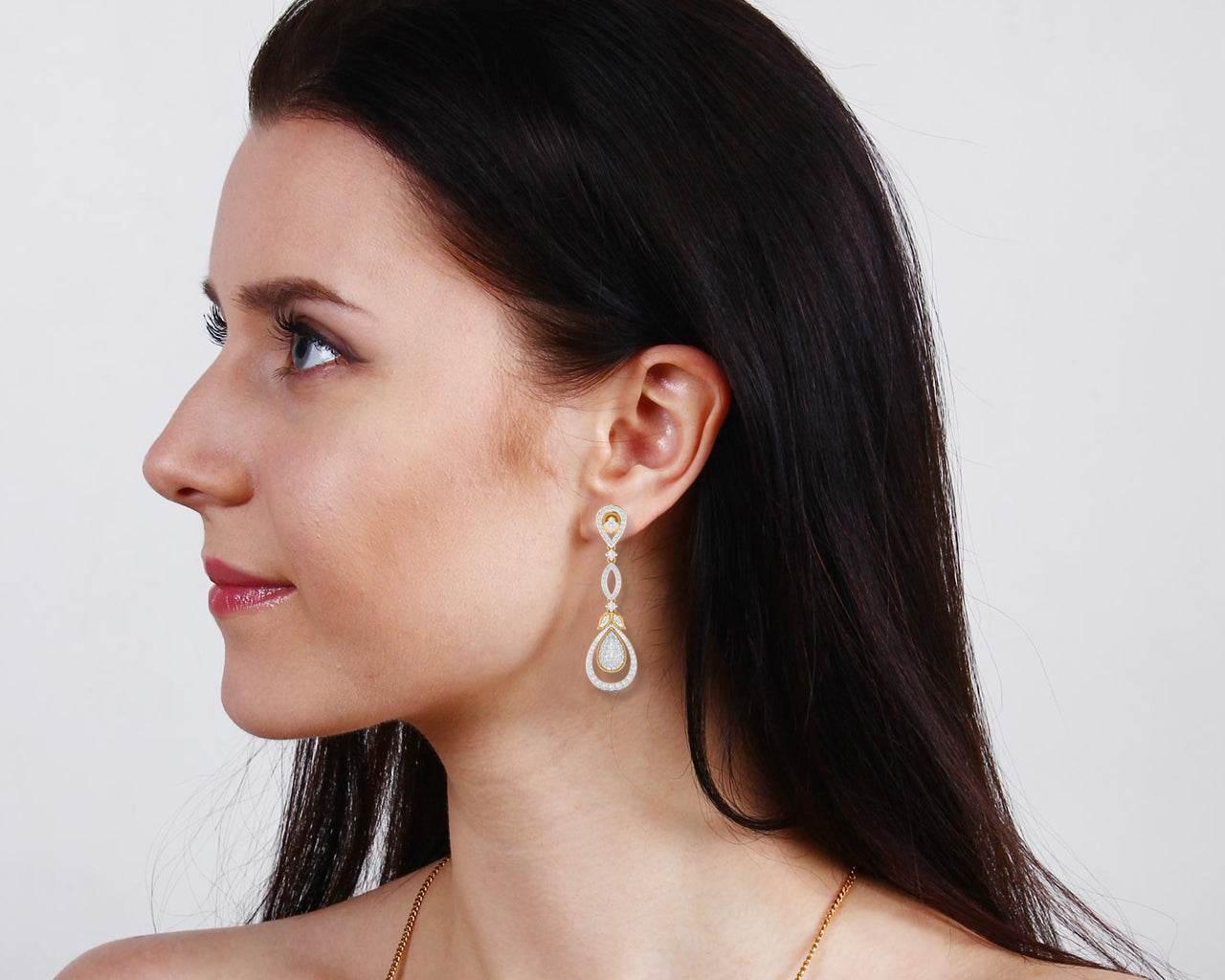 Sica Diamond Danglers in 18k gold - Jewelslane