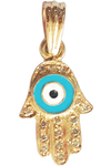 Evil Eye Gold Charm with Fatima's Hand - Jewelslane
