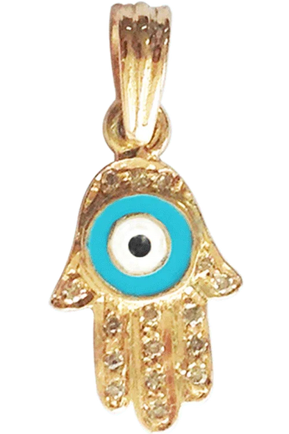 Evil Eye Gold Charm with Fatima's Hand - Jewelslane