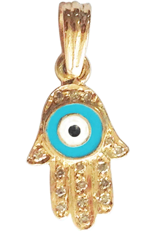 Evil Eye Gold Charm with Fatima's Hand - Jewelslane