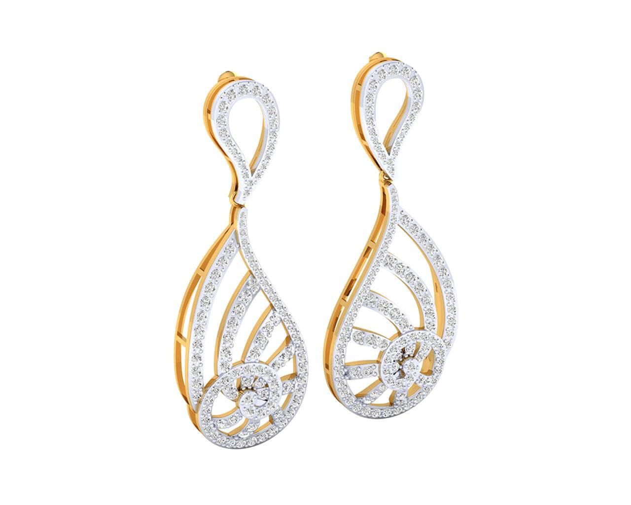 Venna Diamond Danglers in 18k gold - Jewelslane