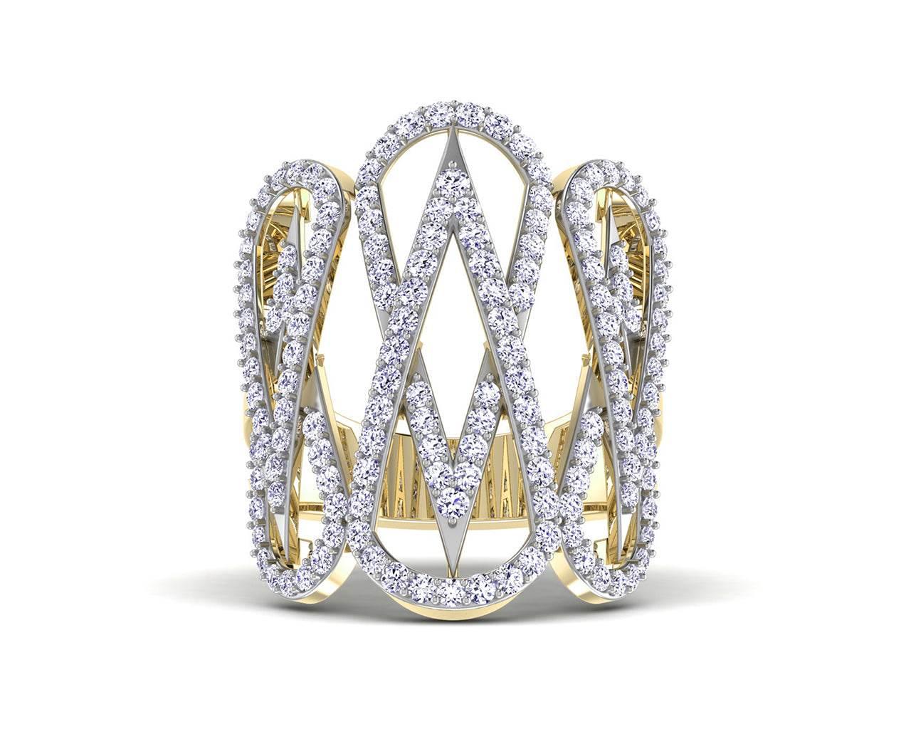 Vien Wide Diamond Band in 18k Gold - Jewelslane