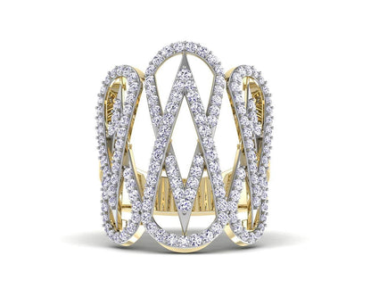 Vien Wide Diamond Band in 18k Gold - Jewelslane