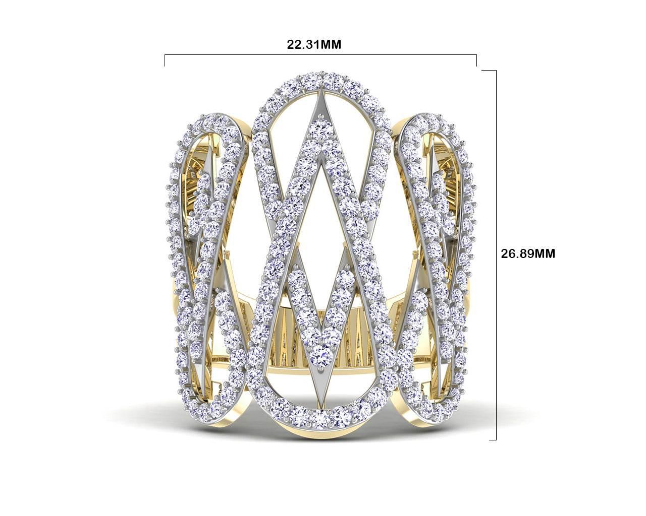 Vien Wide Diamond Band in 18k Gold - Jewelslane