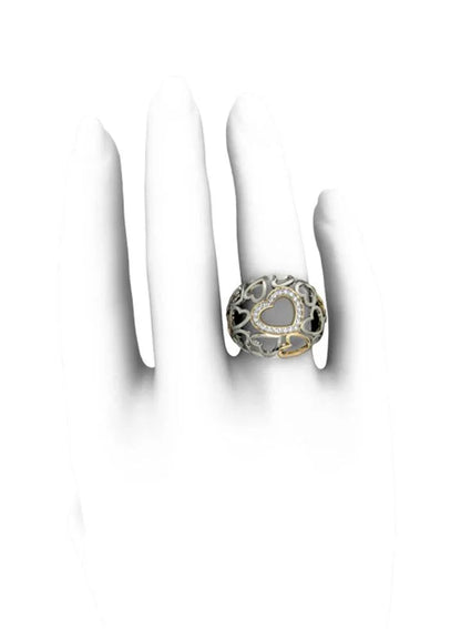 Wide diamond Heart Band - Jewelslane