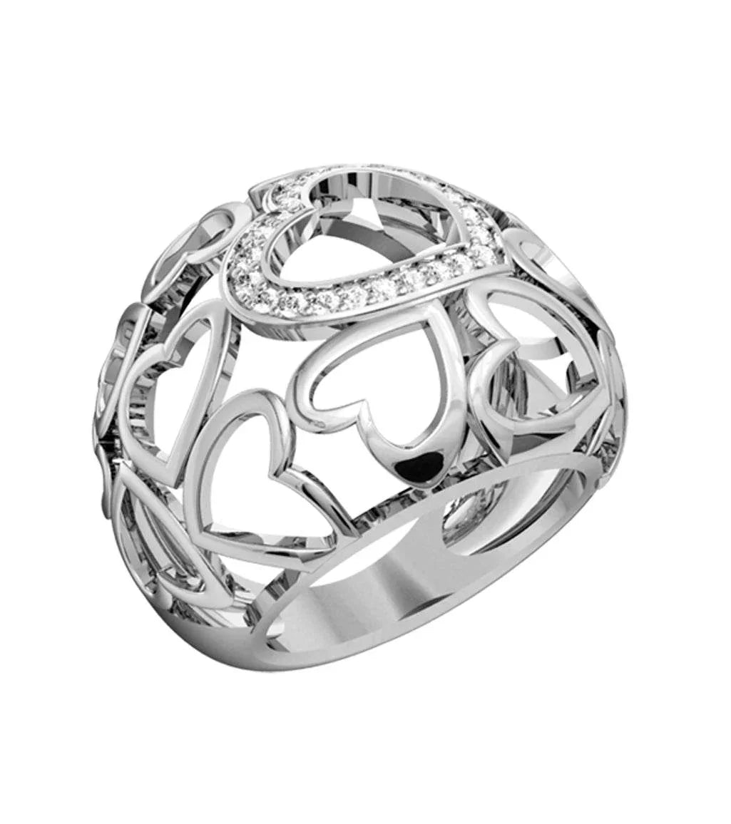 Wide diamond Heart Band - Jewelslane