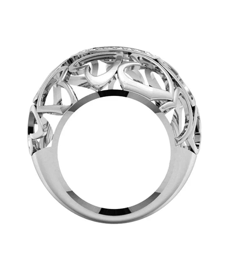 Wide diamond Heart Band - Jewelslane