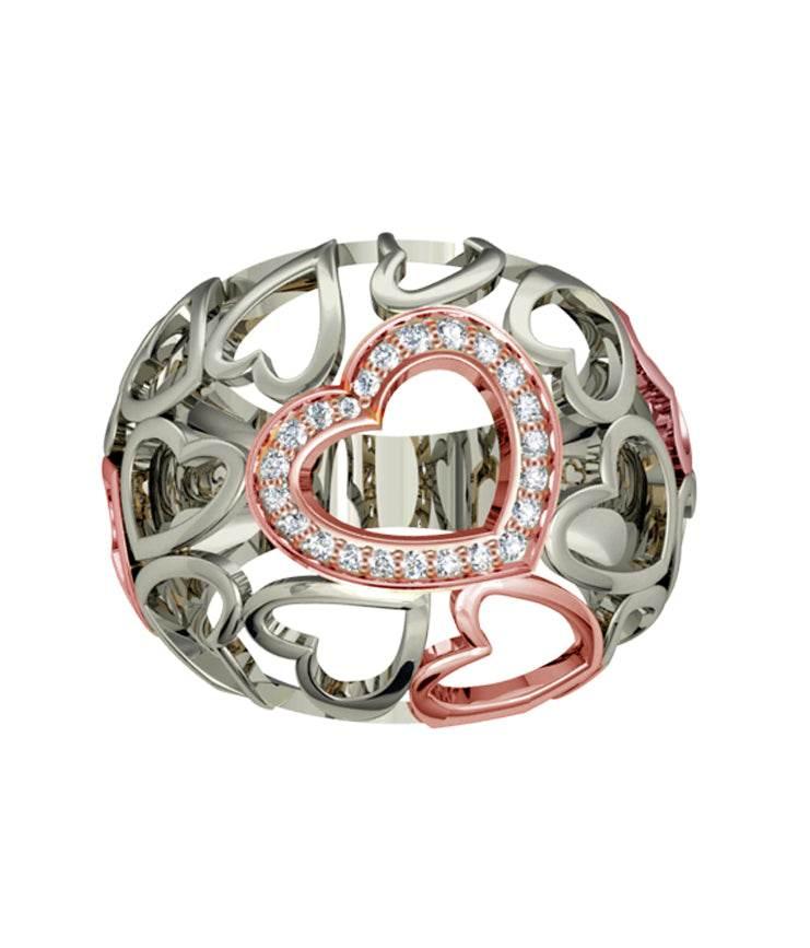 Wide diamond Heart Band - Jewelslane