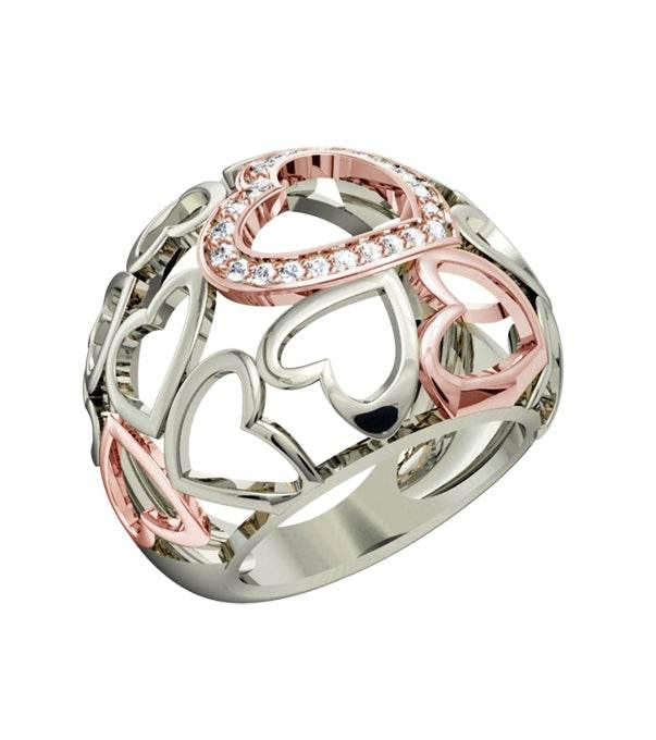 Wide diamond Heart Band - Jewelslane