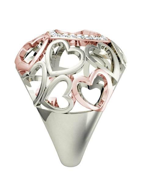 Wide diamond Heart Band - Jewelslane