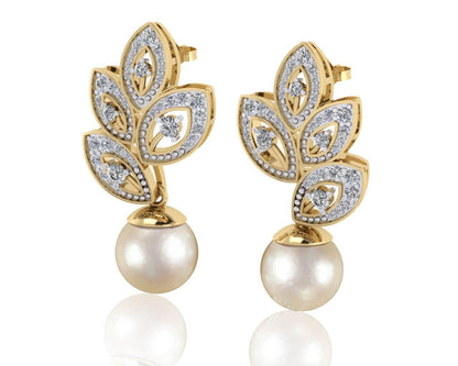 Aarna Pearl & Diamond Earrings - Jewelslane