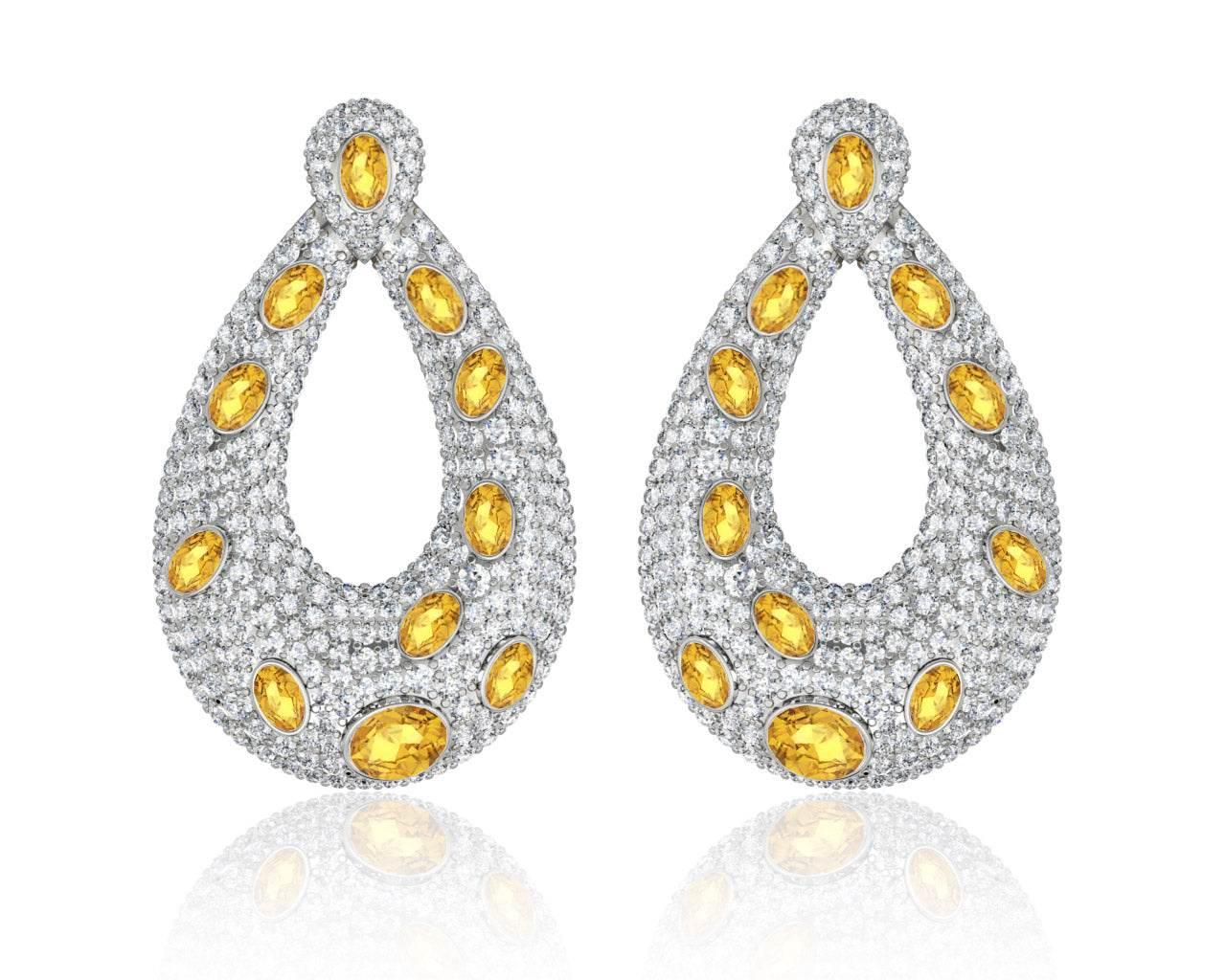 Abeena Party wear Diamond Look Silver Danglers - Jewelslane