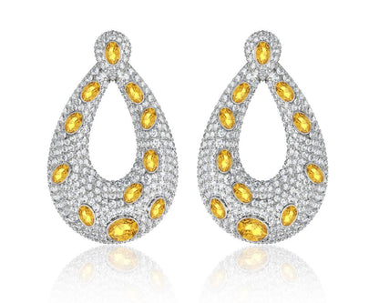 Abeena Party wear Diamond Look Silver Danglers - Jewelslane