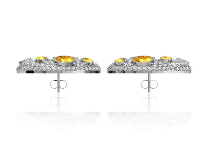 Abeena Party wear Diamond Look Silver Danglers - Jewelslane