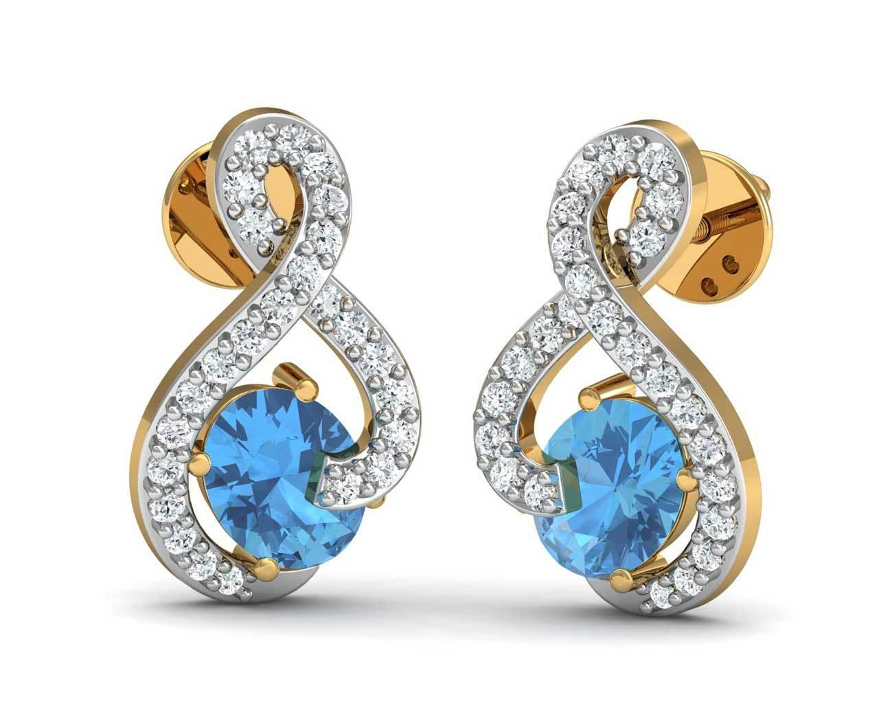 Adina Blue Topaz & Diamond Pendant Set - Jewelslane