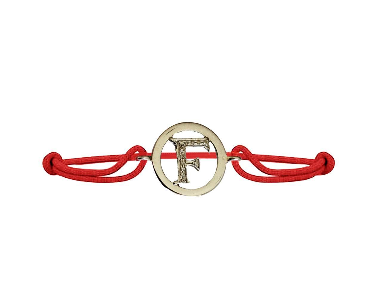 Alphabet bracelet with diamonds F - Jewelslane